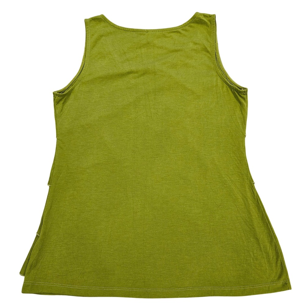 New Directions Olive Green Ruffle Tiered Sleeveless Tank Top Womens Large - Picture 3 of 5